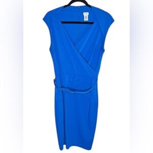 Cache Blue Sleeveless  Belted  Dress Size 14